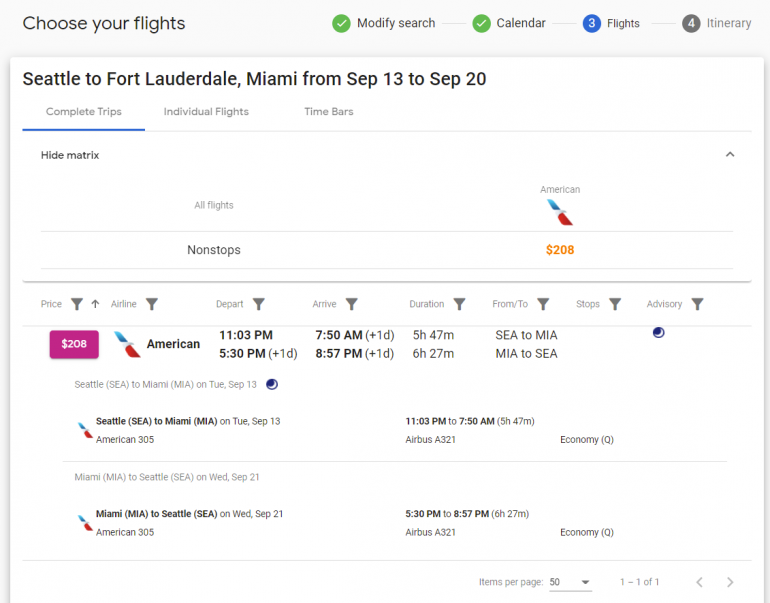 ita matrix flights