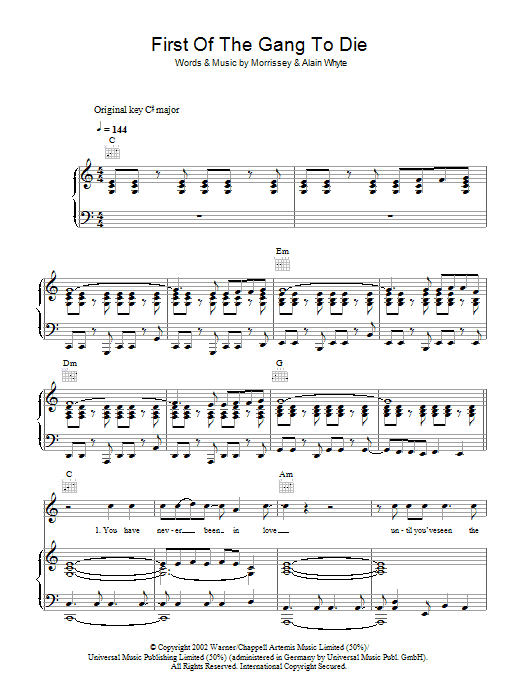 morrissey first of the gang to die chords