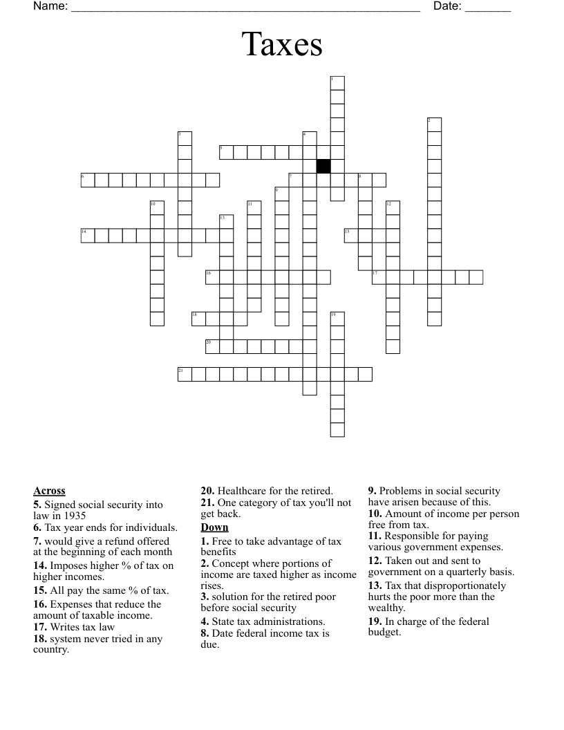 tax crossword clue