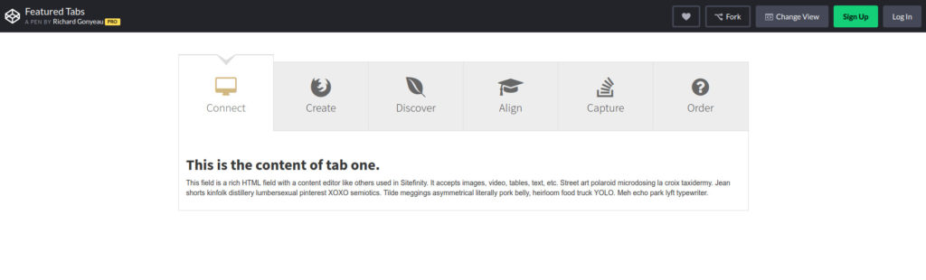 bootstrap tabs codepen