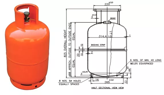 lpg cylinder drawing