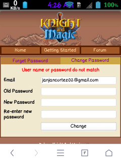 knight age online change password