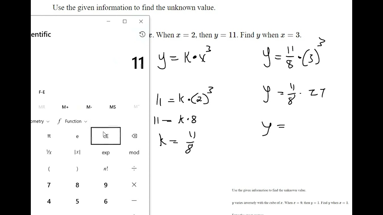 y varies directly to x