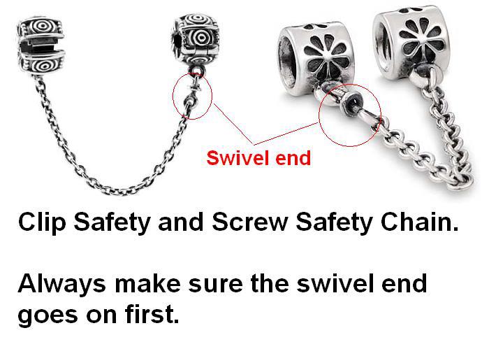 how do you put safety chain on pandora bracelet