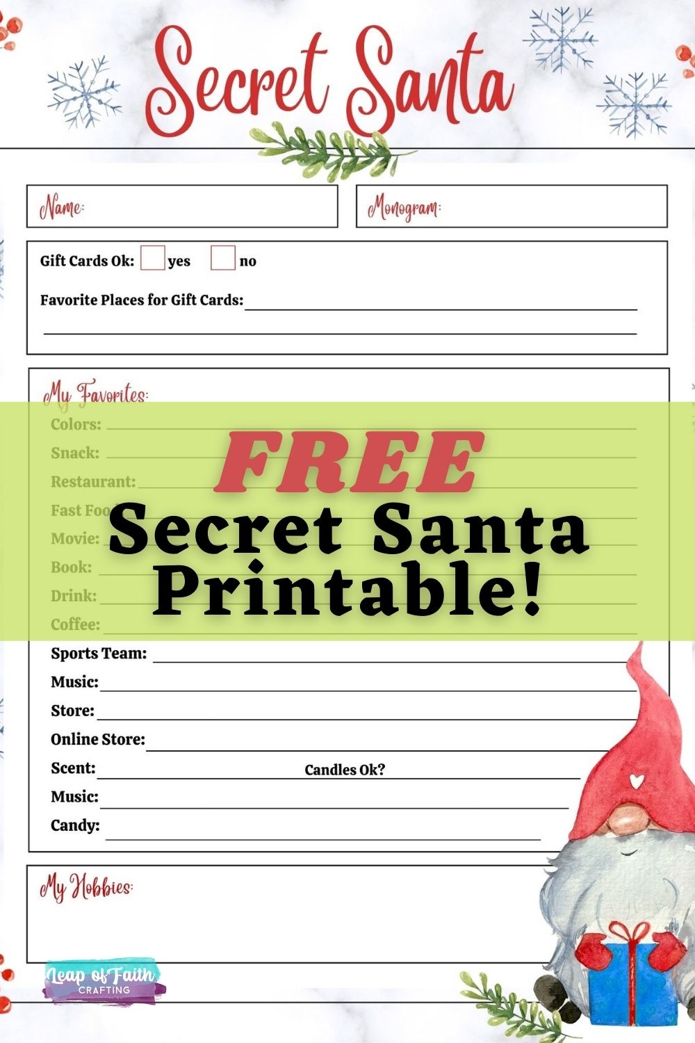 secret santa template free pdf