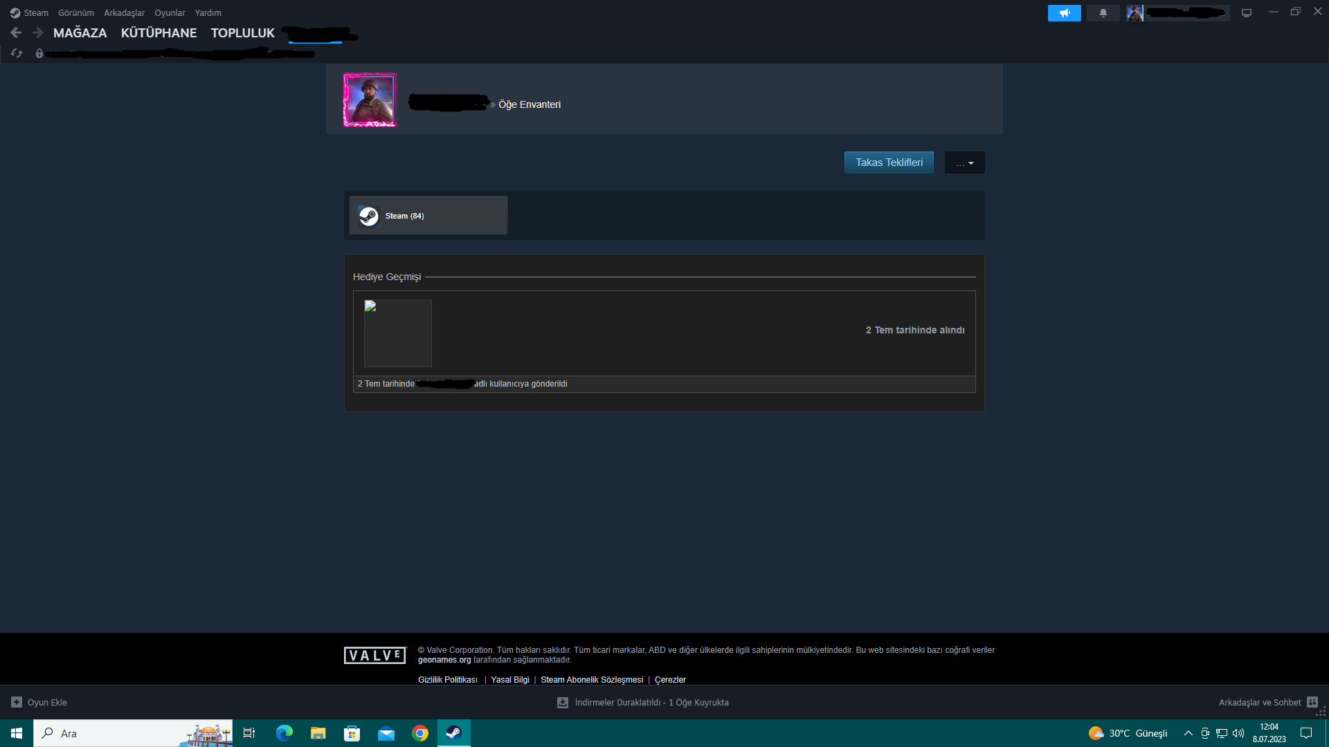 steam hediye geçmişi