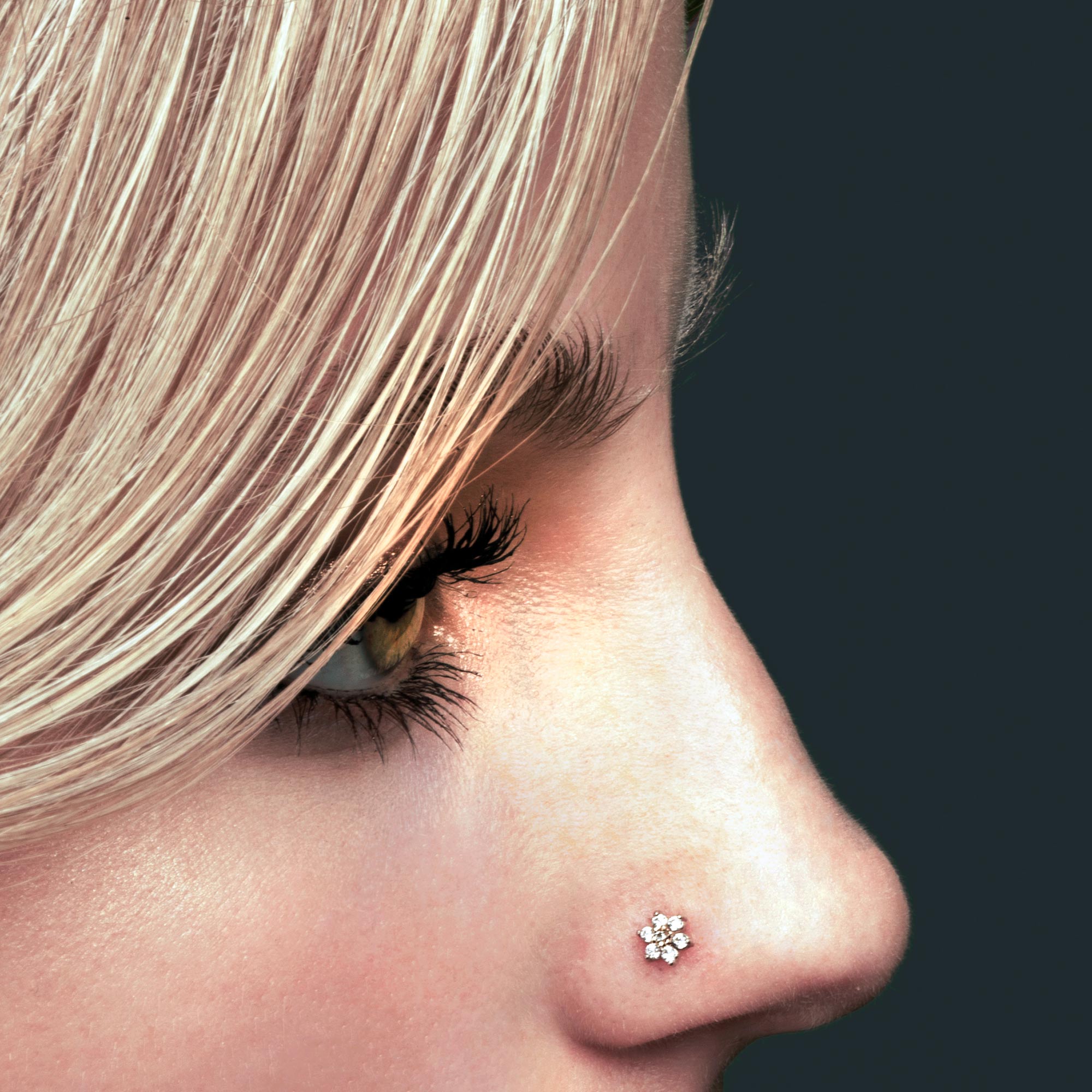 flower stud nose ring