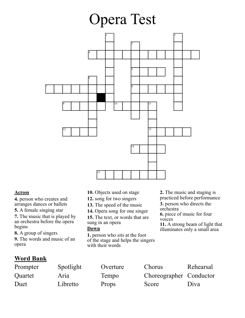 opera text crossword clue