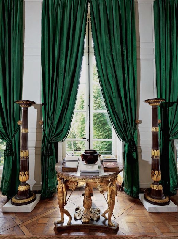 emerald green drapes