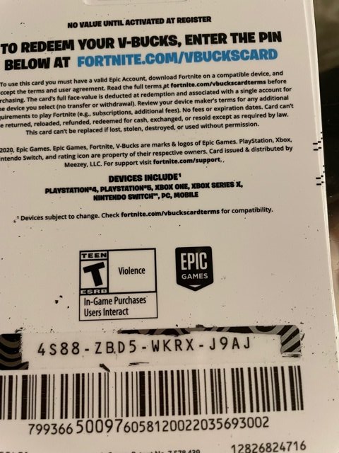 vbuck gift card codes