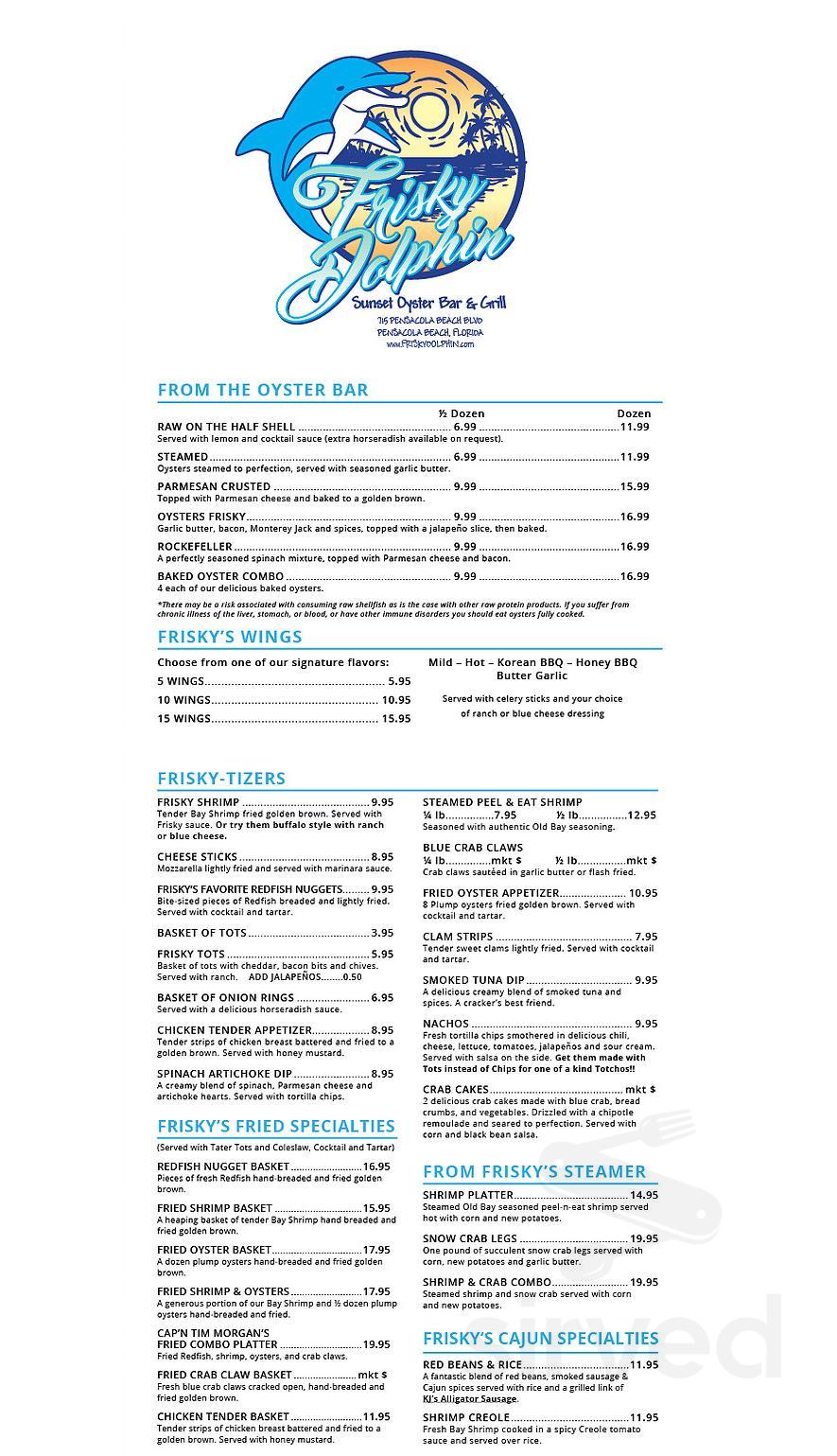 frisky dolphin menu