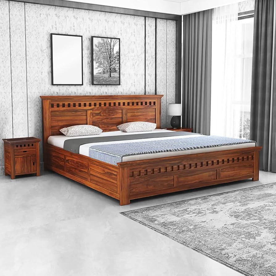 sheesham wood double bed