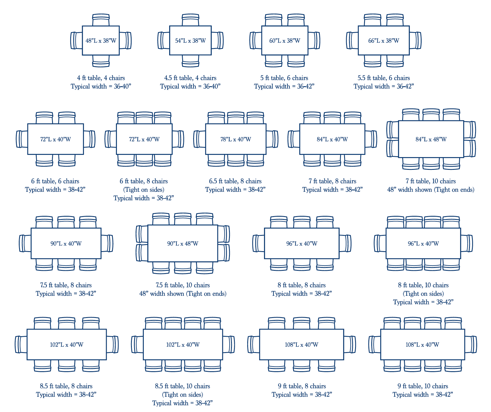 8 person dining room table dimensions