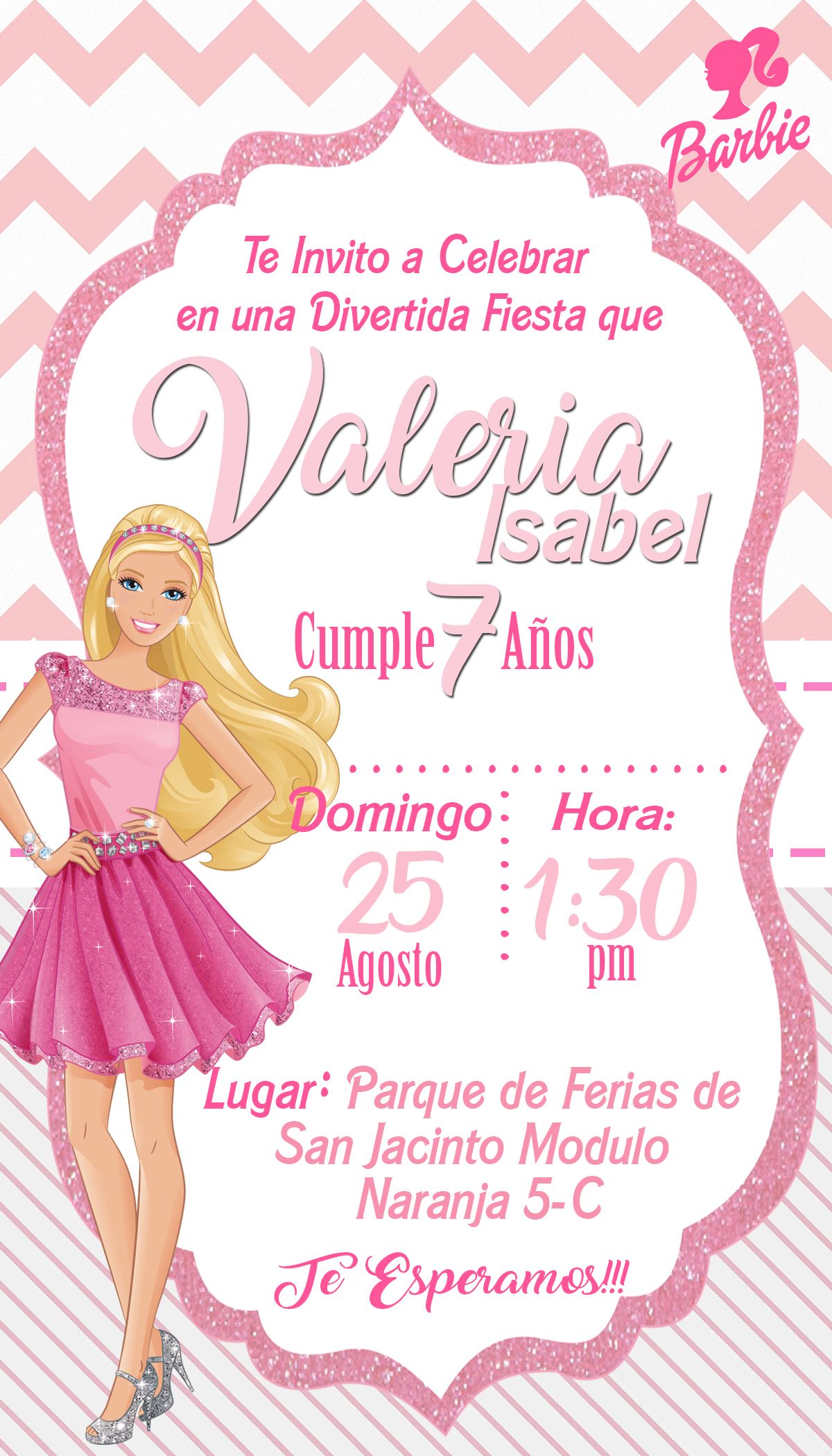 invitaciones de barbie para editar