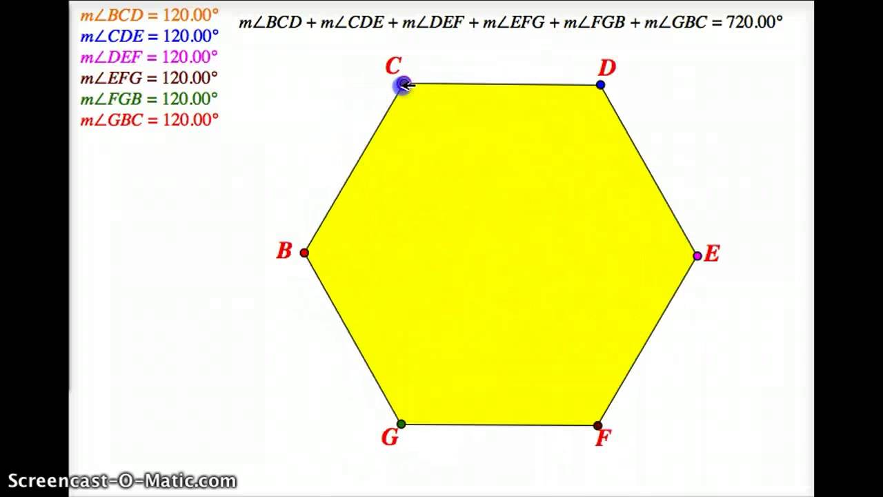 how many degrees in a hexagon