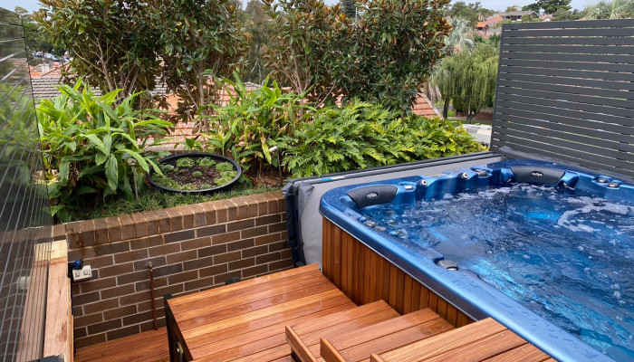 above ground swim spa landscaping ideas