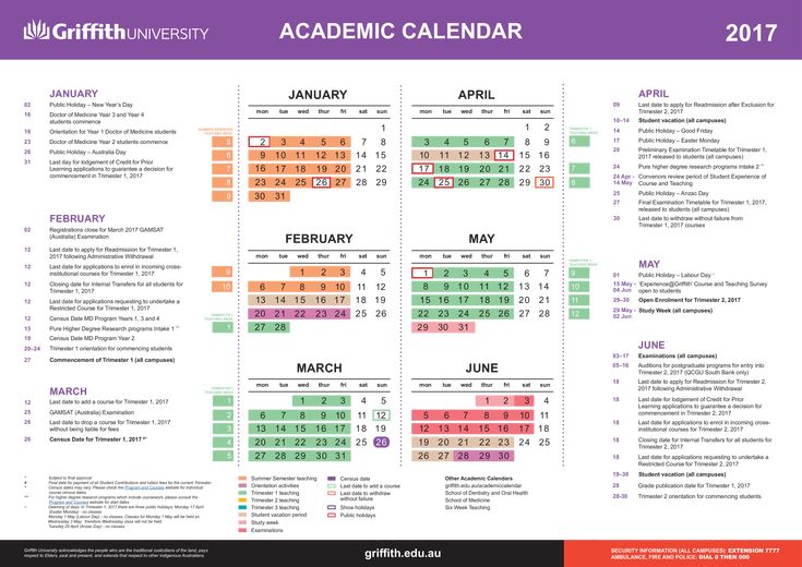 academic calender griffith