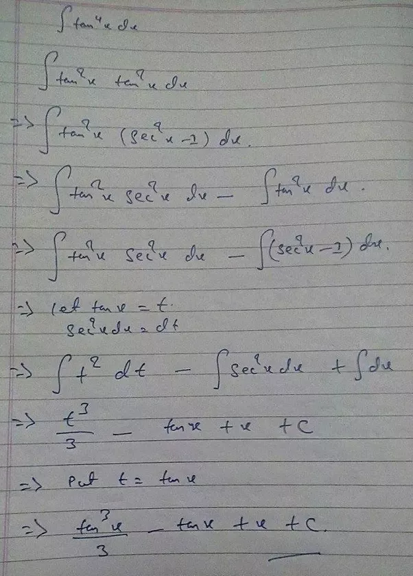 integral of tan 4x