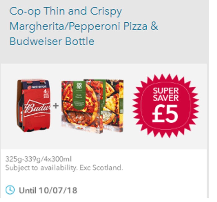 co op 10 meal deal budweiser price