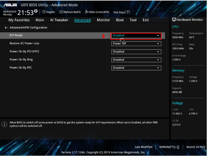 asus restore ac power loss