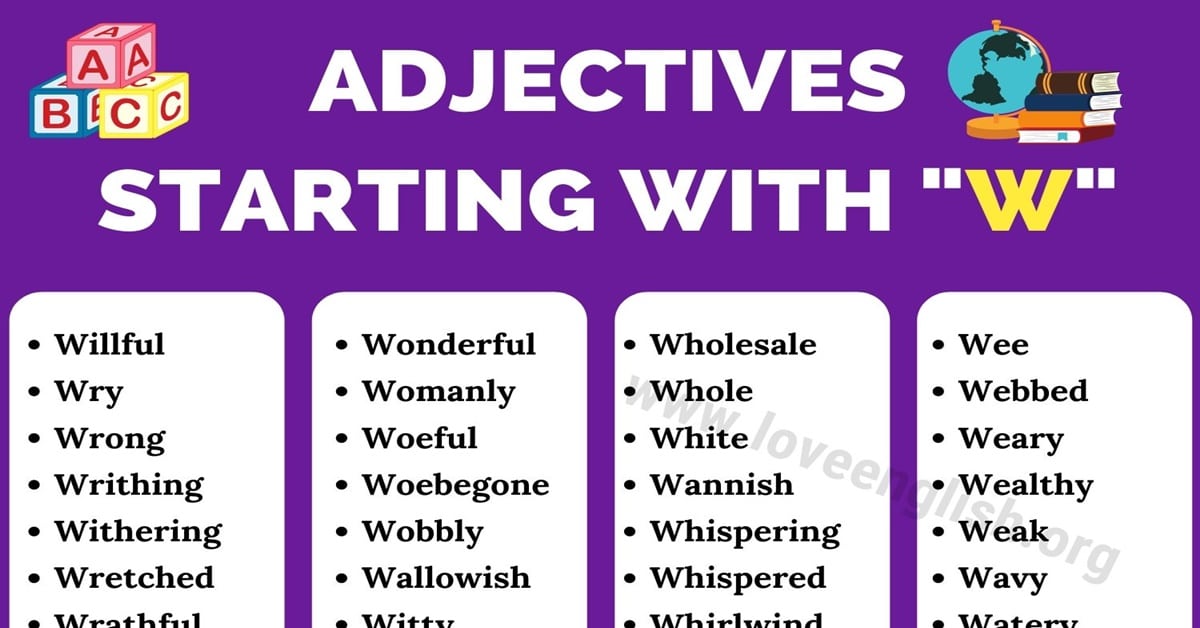 adjective letter w