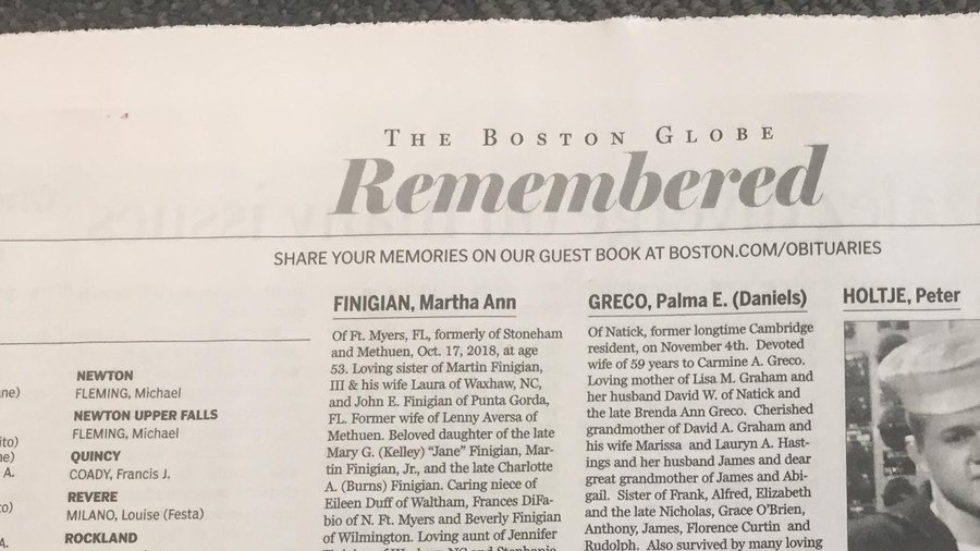 boston globe death notices