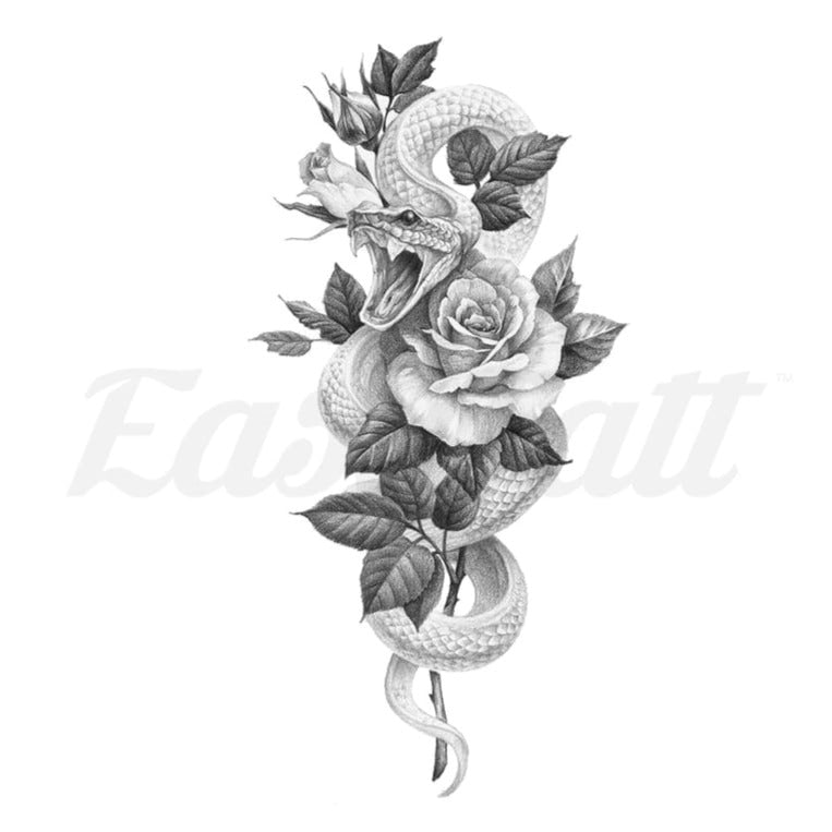 snake and rose tattoo