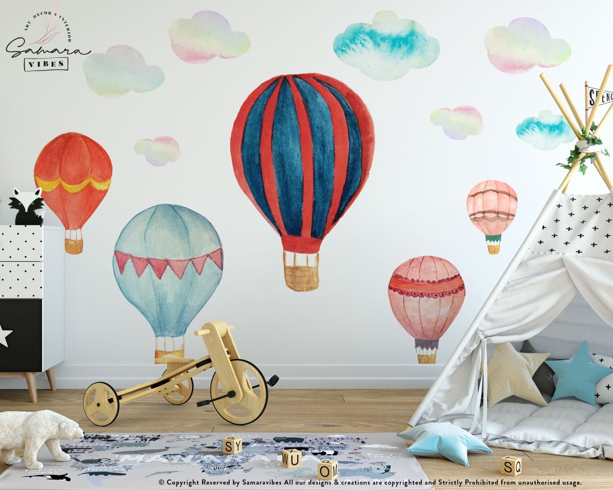 air balloon wall stickers