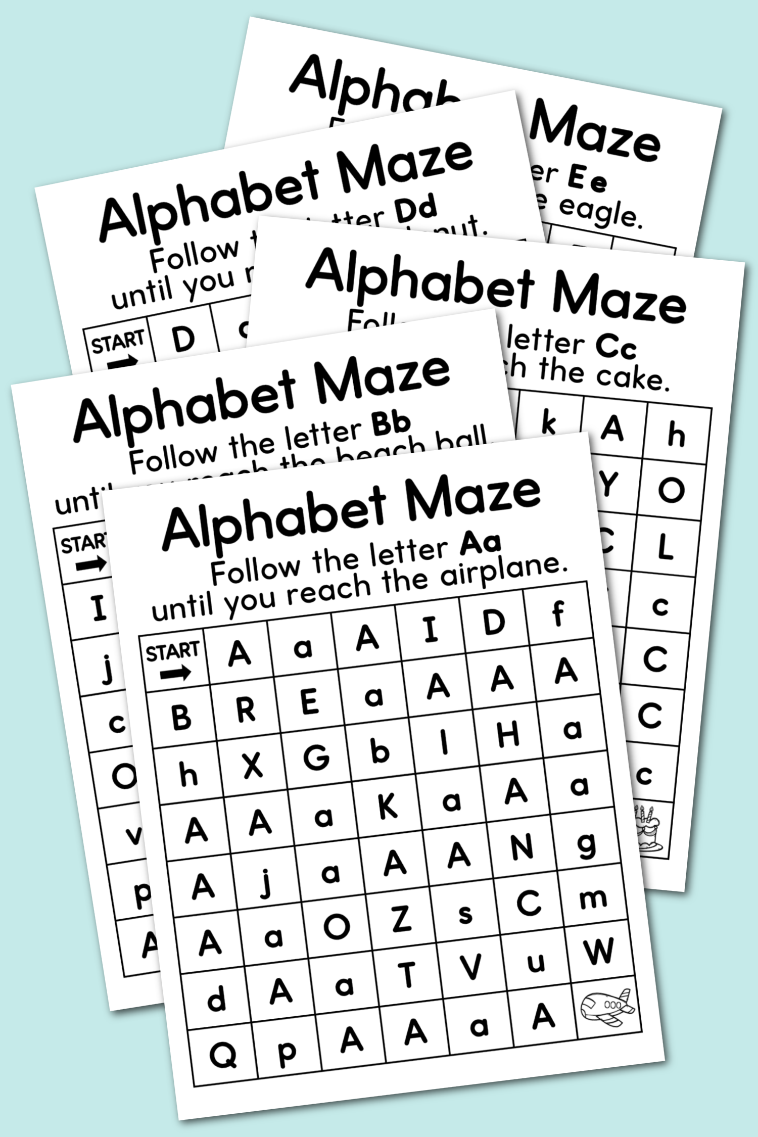 alphabet maze printable