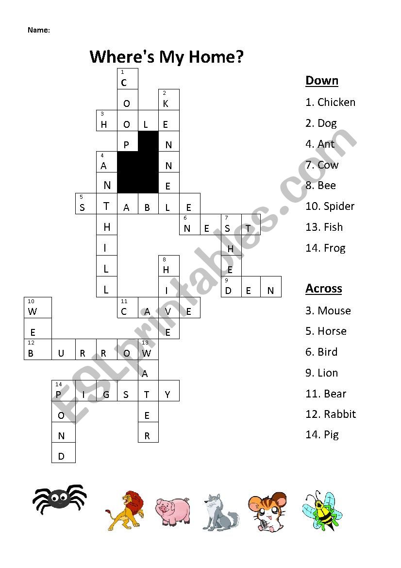 animal house crossword clue