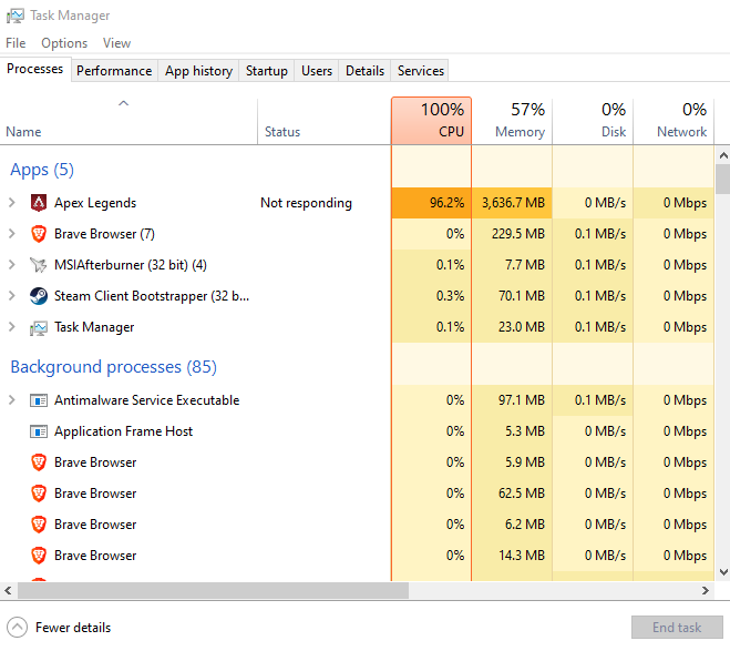 apex cpu usage