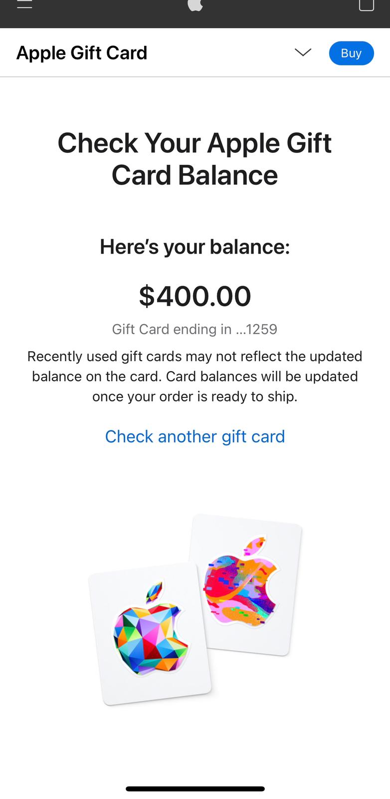 apple gift card balance