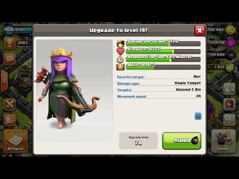 archer queen max level in th9