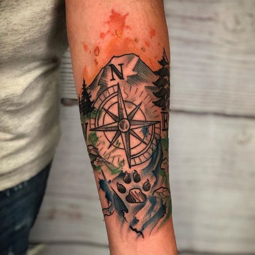 arm colored tattoo design