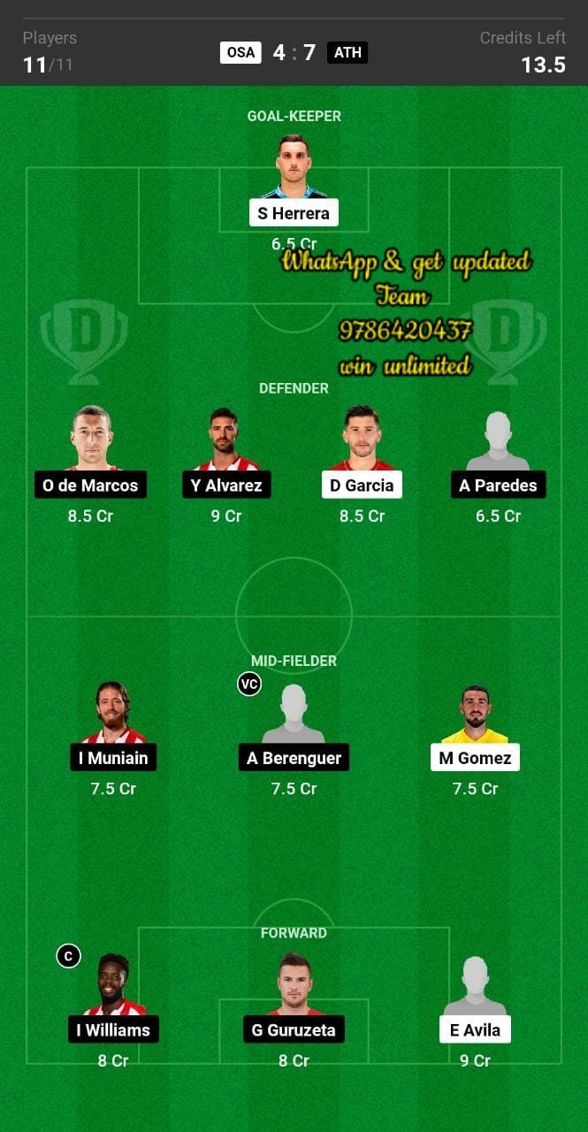 ath vs osa dream11 team