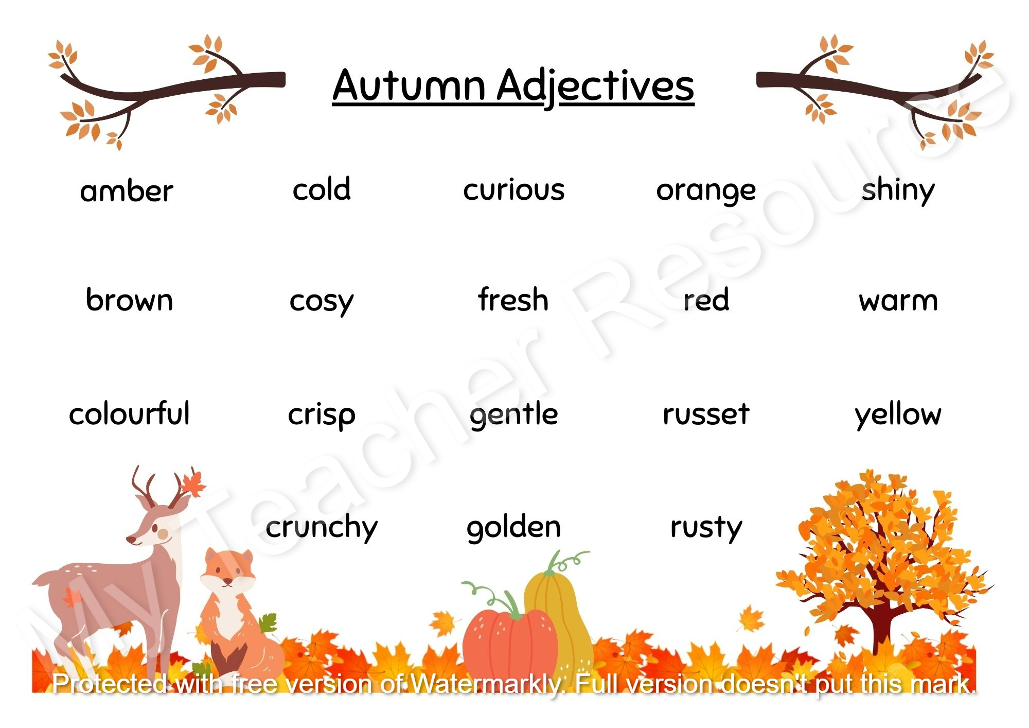 autumn adjectives