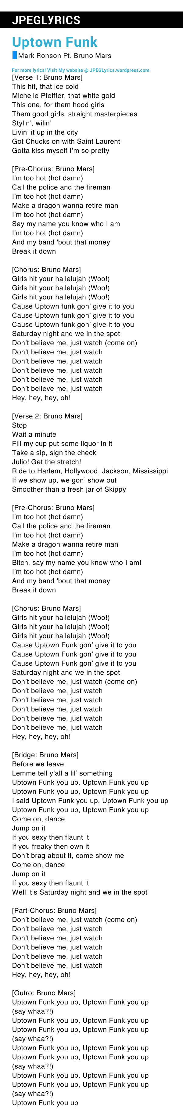 uptown funk you up lyrics