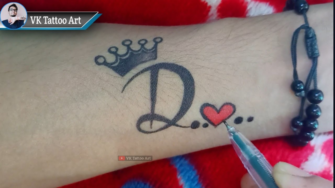 letter d tattoo with heart