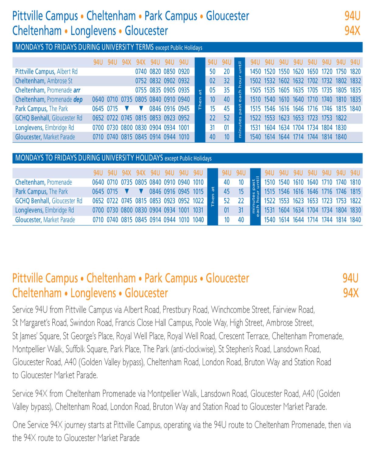 94 bus timetable cheltenham