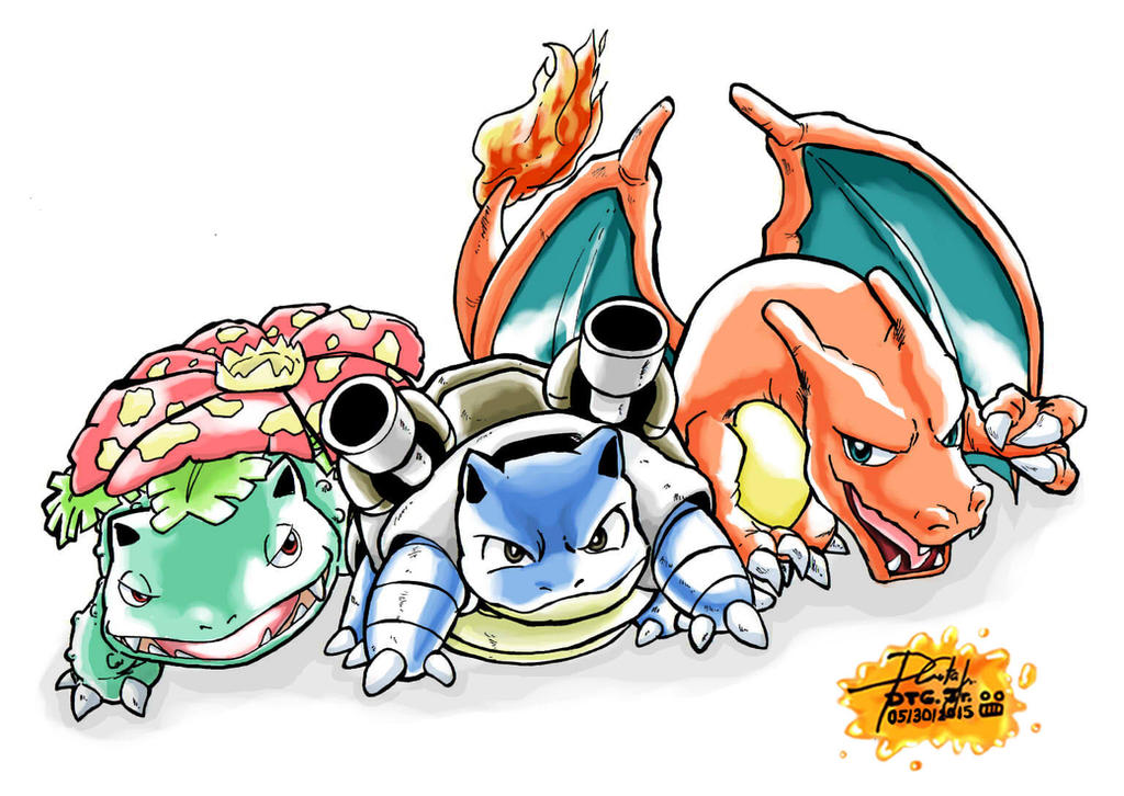 charizard and blastoise and venusaur