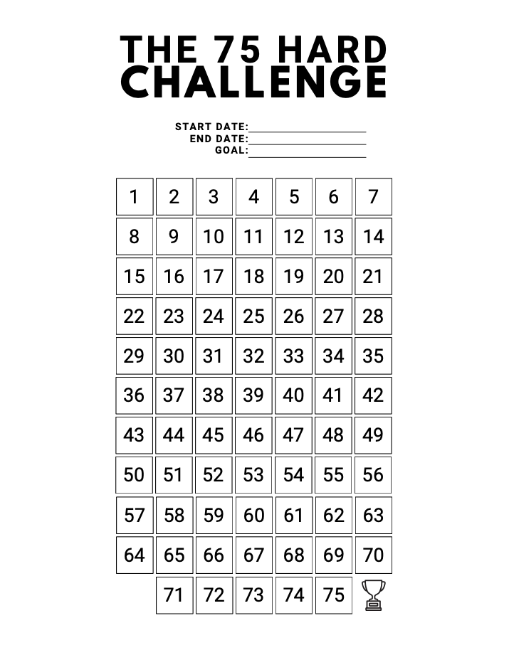75 day hard challenge tracker
