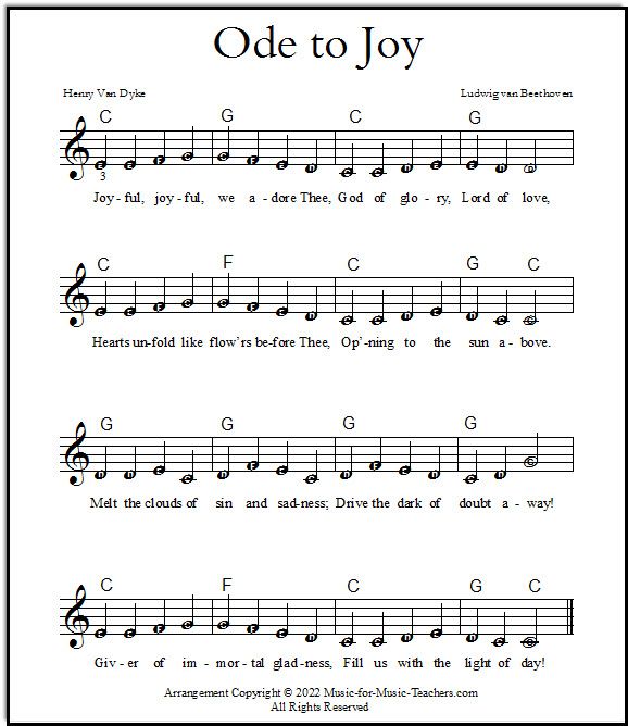 ode to joy piano keys