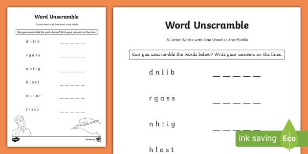 unscramble 5 letter word