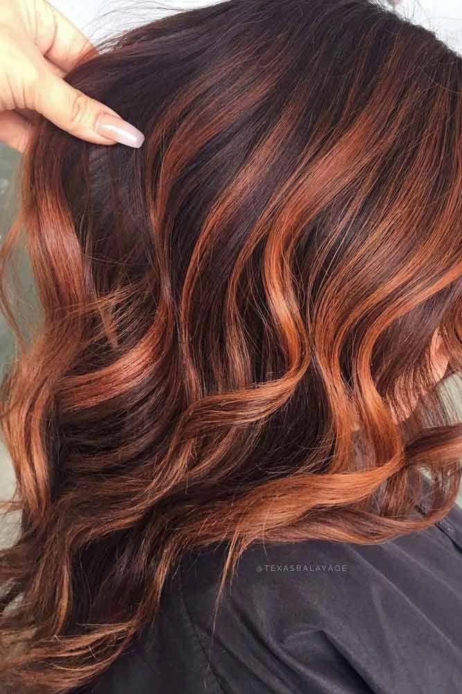 ginger highlights on brown hair