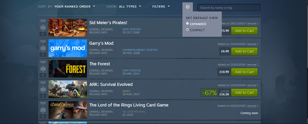 steam wishlist