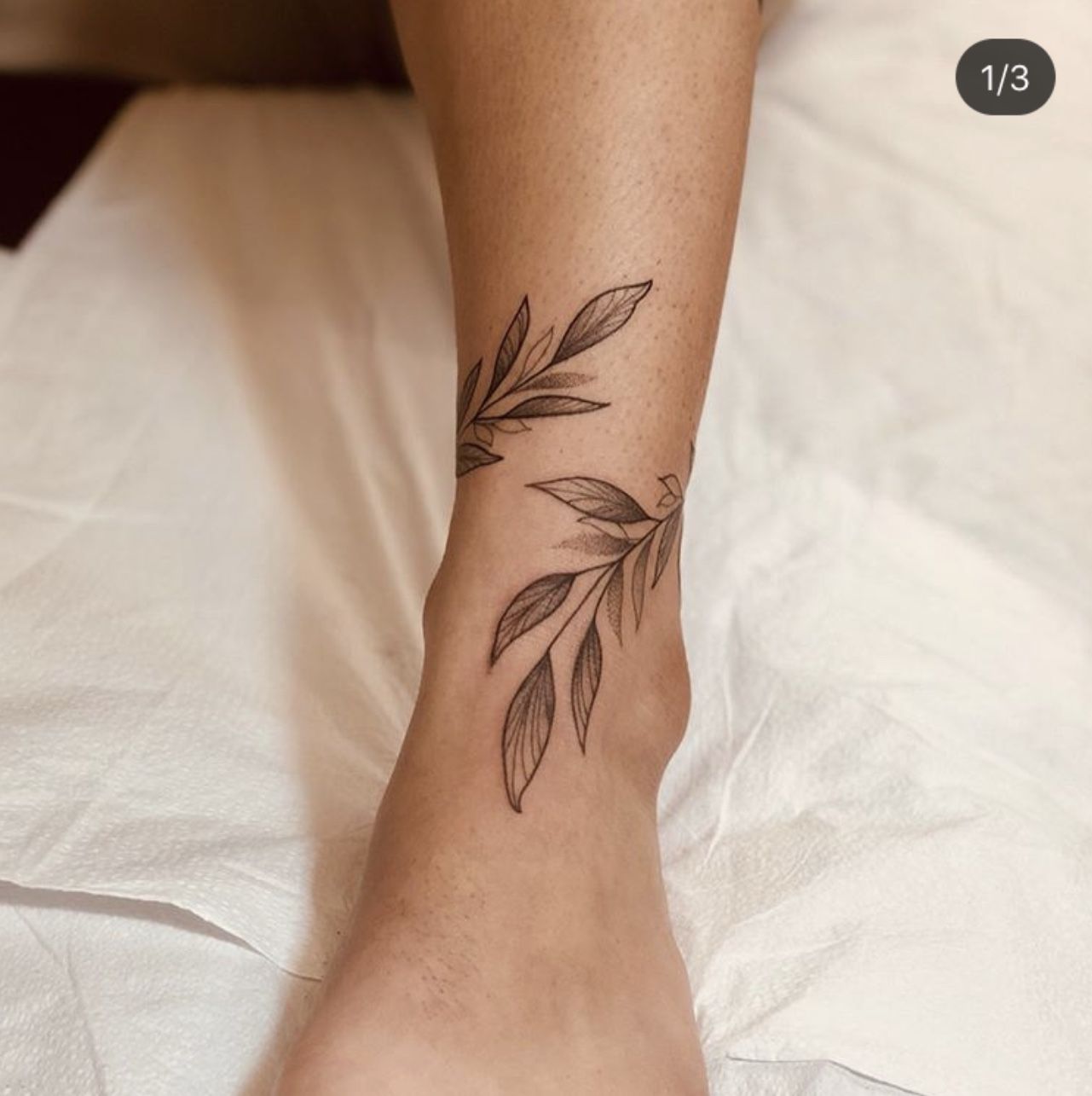 leaf tattoo on foot