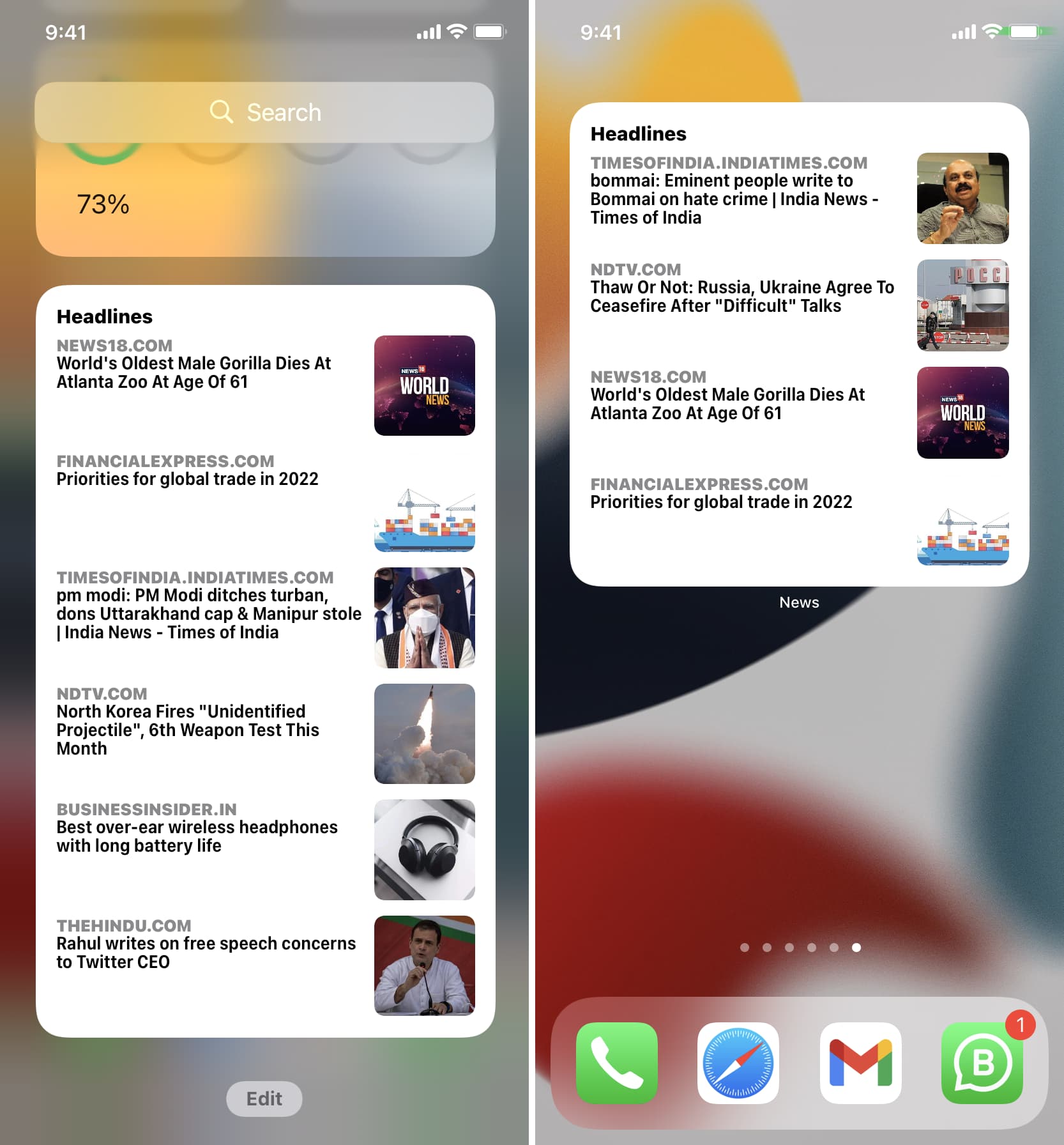 iphone news widget