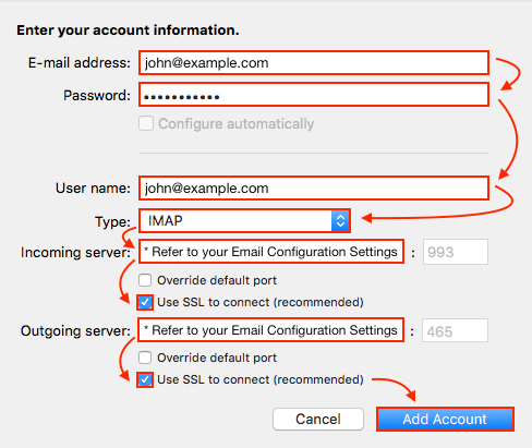 bluehost imap settings for outlook