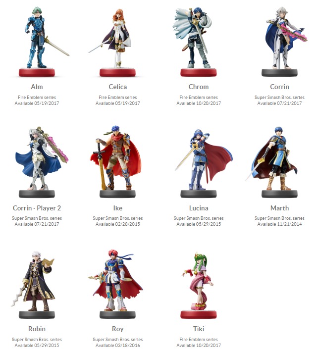 list of fire emblem amiibo