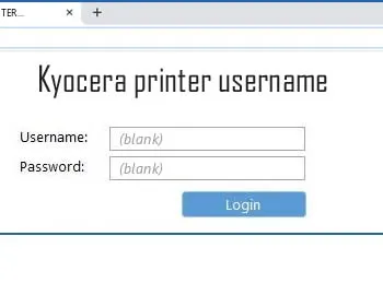 default password kyocera printer